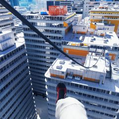 Cảnh Mirror’s Edge từ góc nhìn người chơi với nhãn DLSS 5 Off