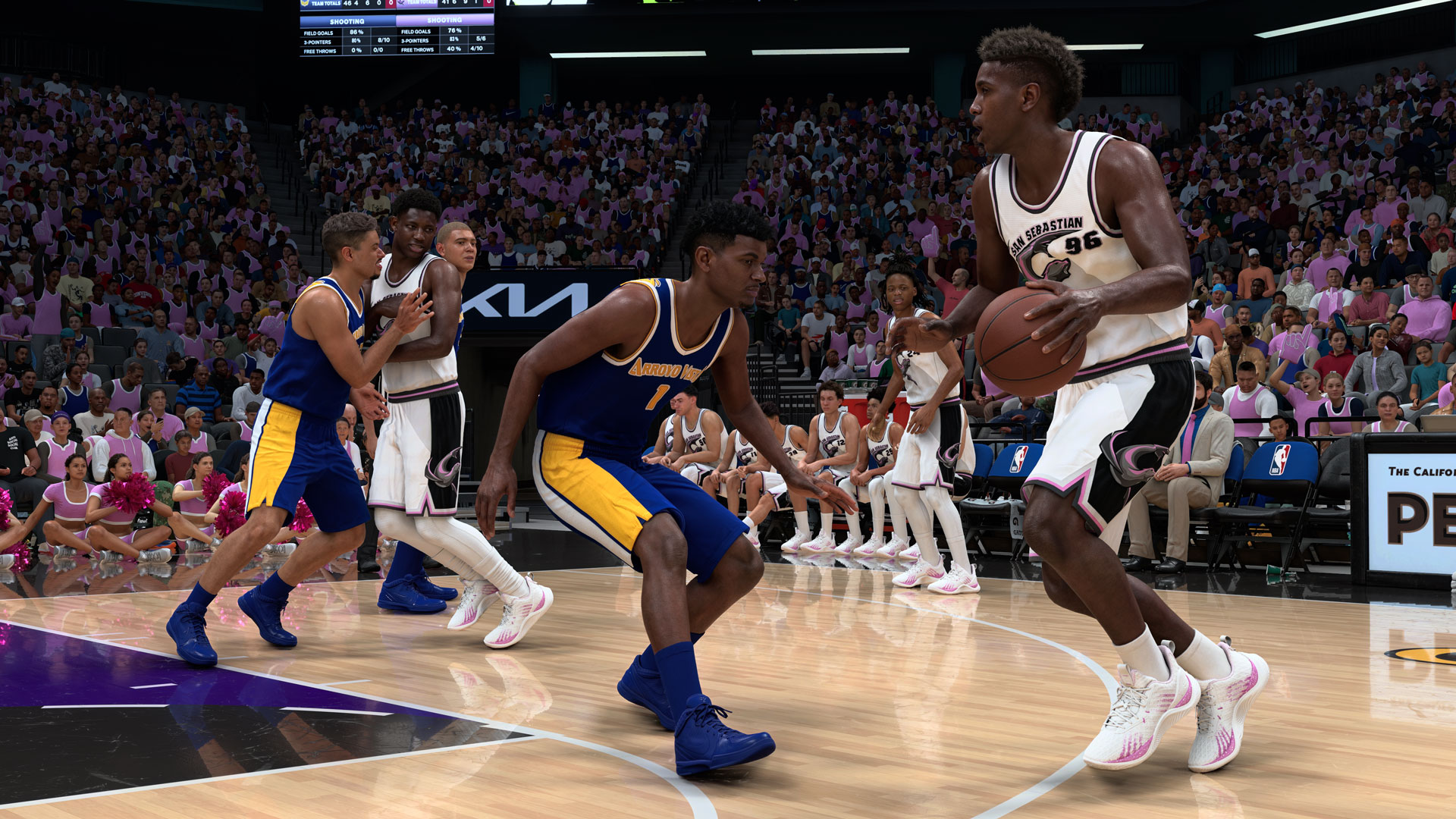 Cảnh thi đấu bóng rổ trong NBA 2K27 với hỗ trợ DLSS 5