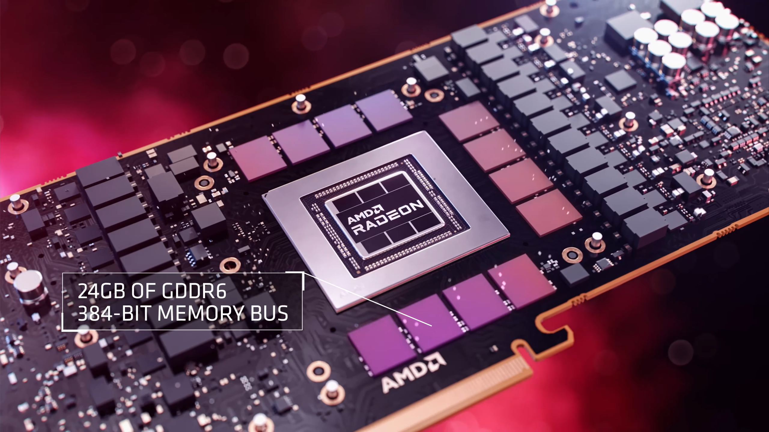 Sơ đồ GPU AMD Radeon và các chip nhớ GDDR6 trên bo mạch