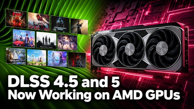 Card Radeon cạnh hình ảnh trò chơi, minh họa chủ đề DLSS trên GPU AMD
