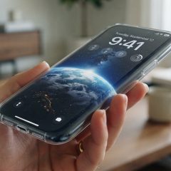 Một chiếc iPhone có viền mỏng được cầm ở tay