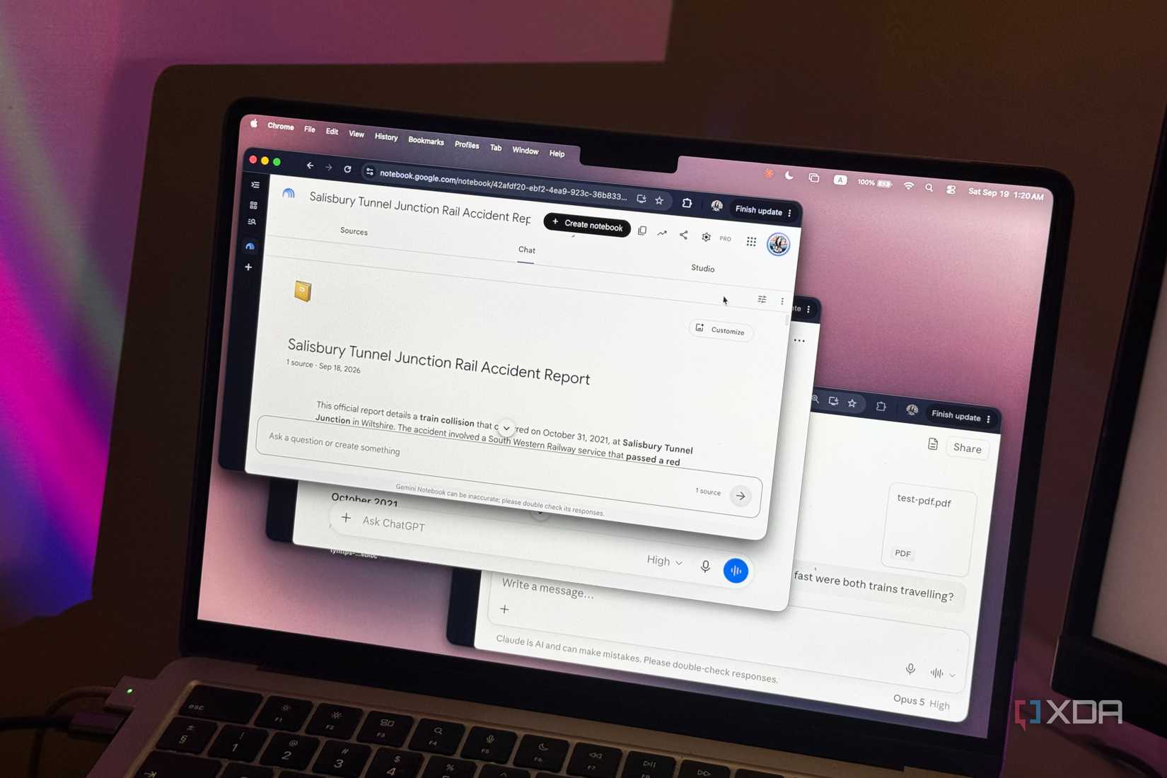 claude, chatgpt, and notebooklm on macbook screen