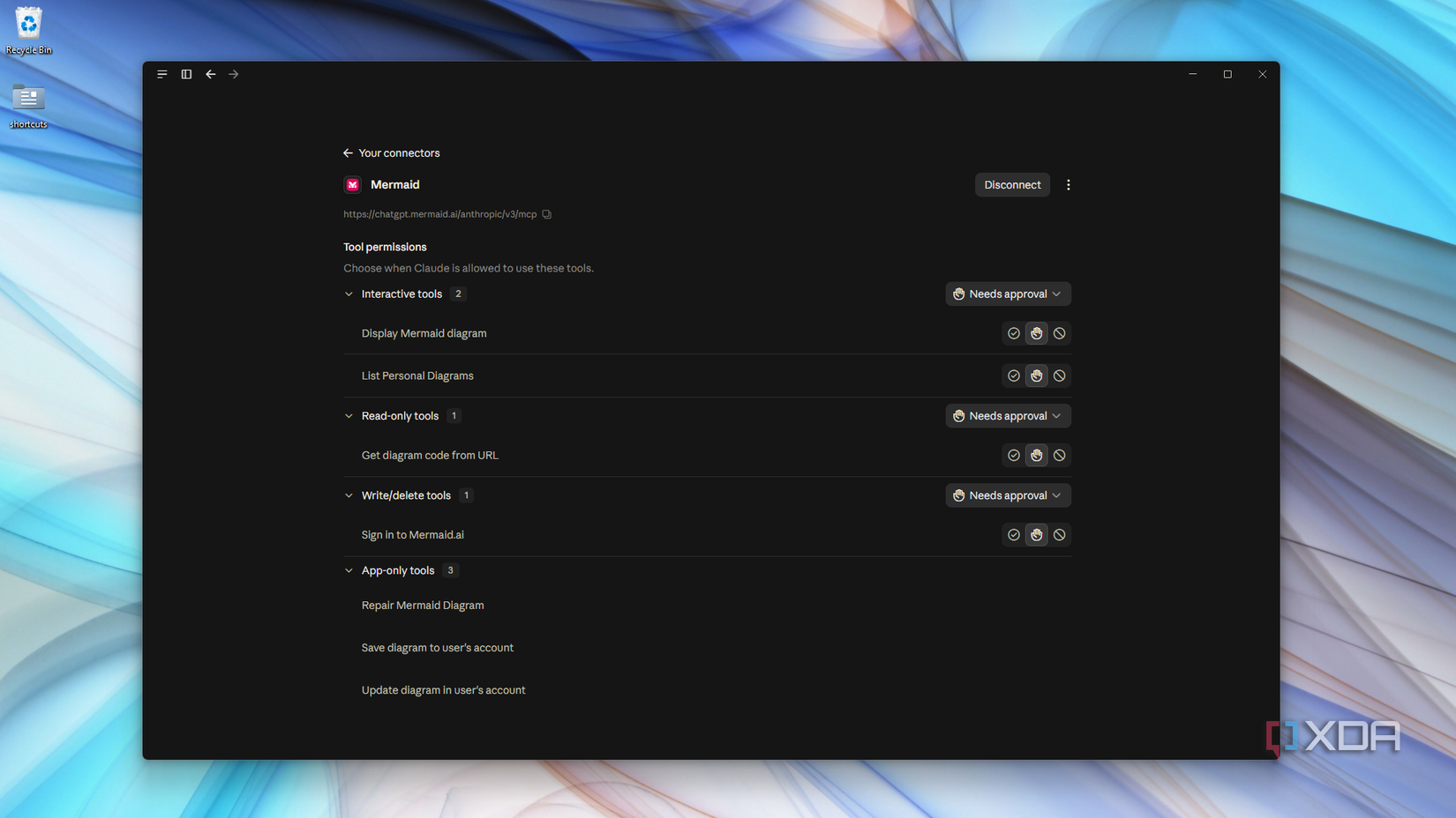 Claude Desktop approving Mermaid tool permissions