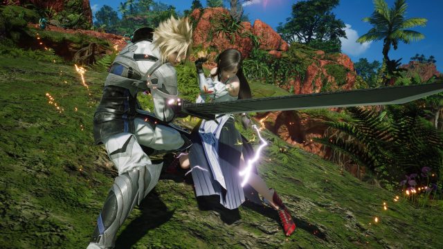Cloud và Tifa phối hợp chiến đấu trong Final Fantasy VII Revelation