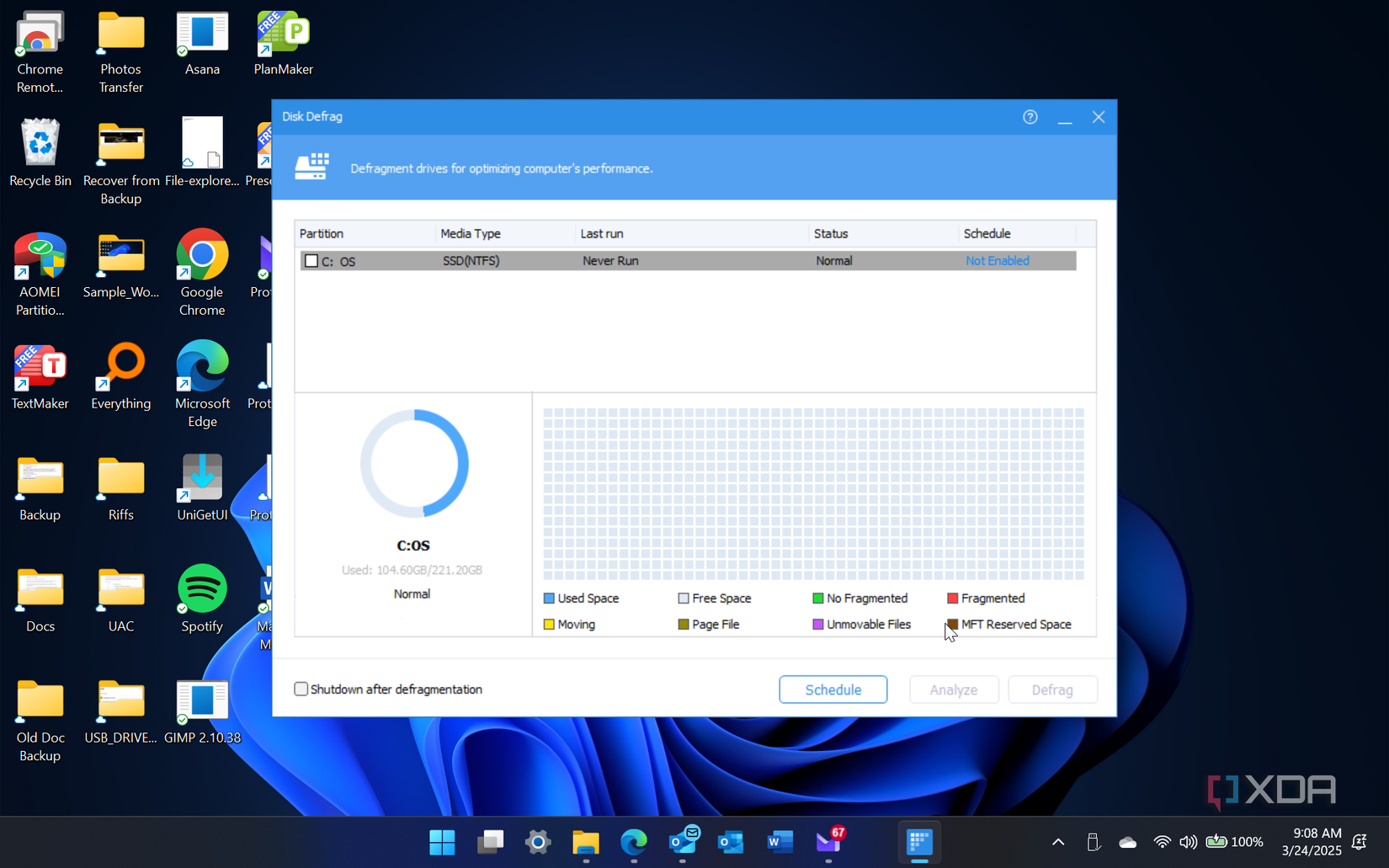 Công cụ defrag minh họa thao tác từng dùng để gom các mảnh dữ liệu rời rạc trên ổ HDD.