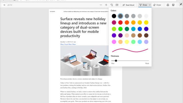 Công cụ viết vẽ ghi chú trên tệp PDF trong Microsoft Edge