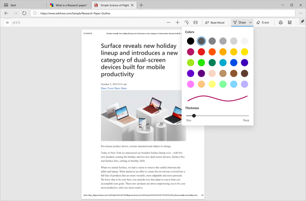 Công cụ viết vẽ ghi chú trên tệp PDF trong Microsoft Edge
