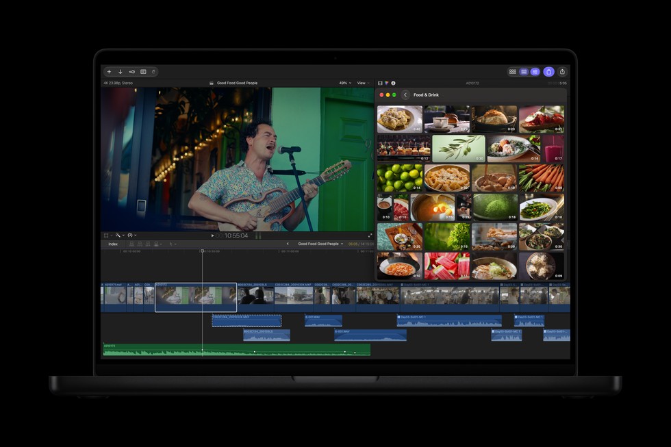 Content Hub hiển thị trong giao diện Final Cut Pro trên MacBook Pro