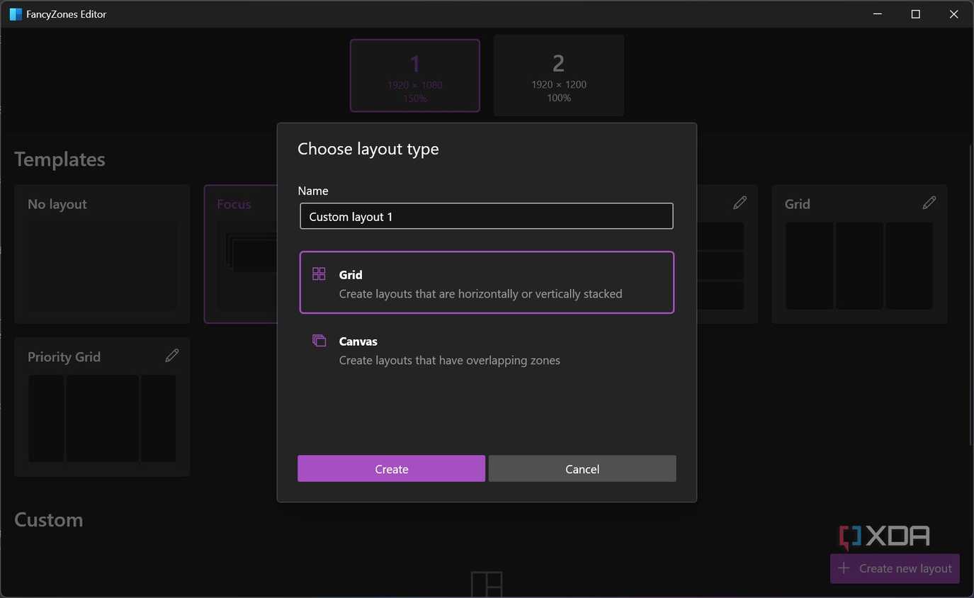 Creating a custom template in FancyZones
