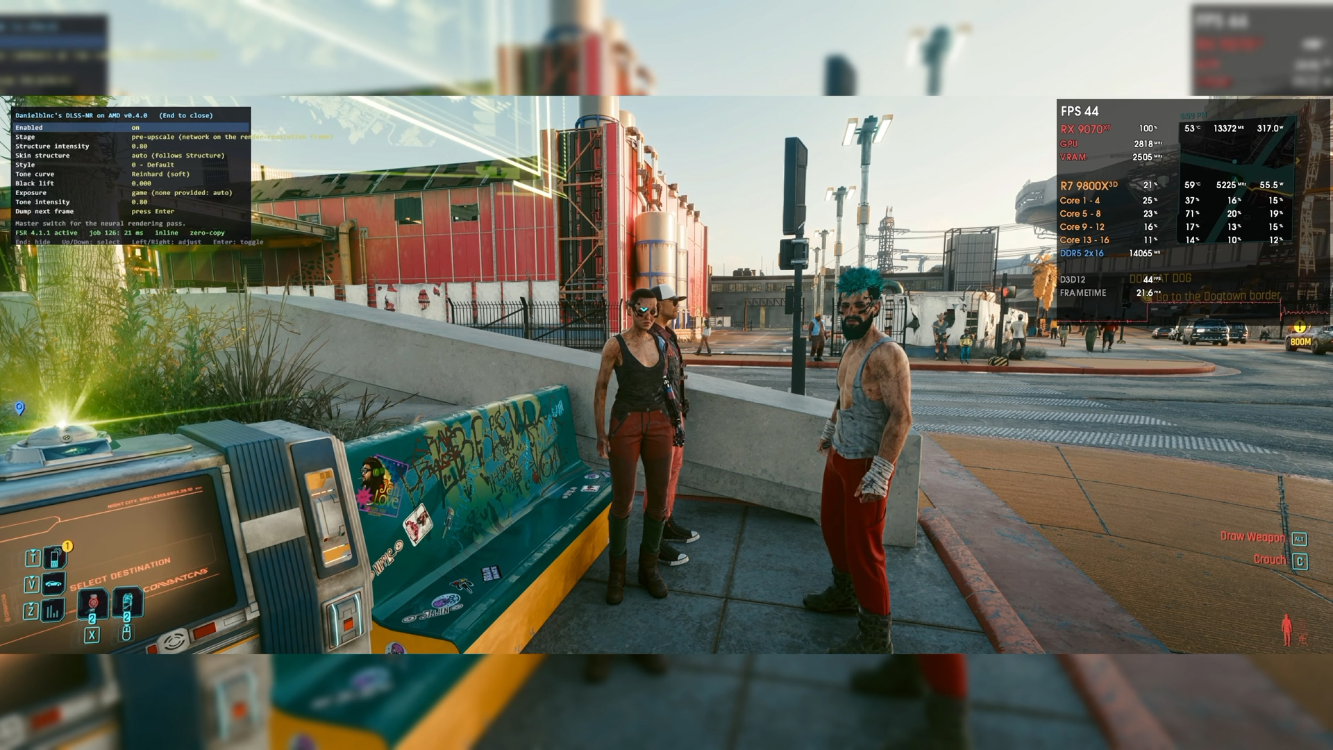 Cyberpunk 2077 trên Radeon RX 9070 XT với mod DLSS 5