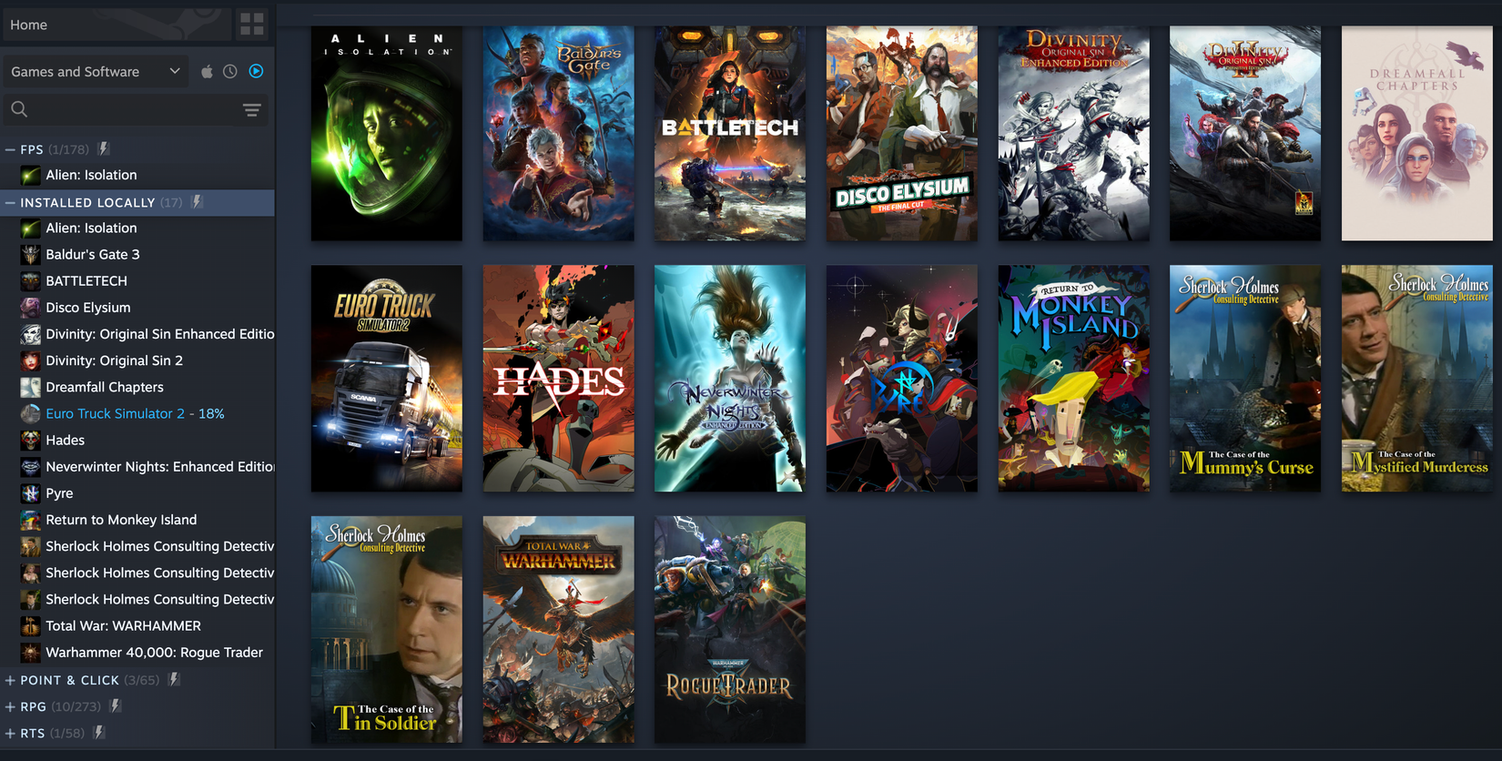 Danh sách game trong Steam
