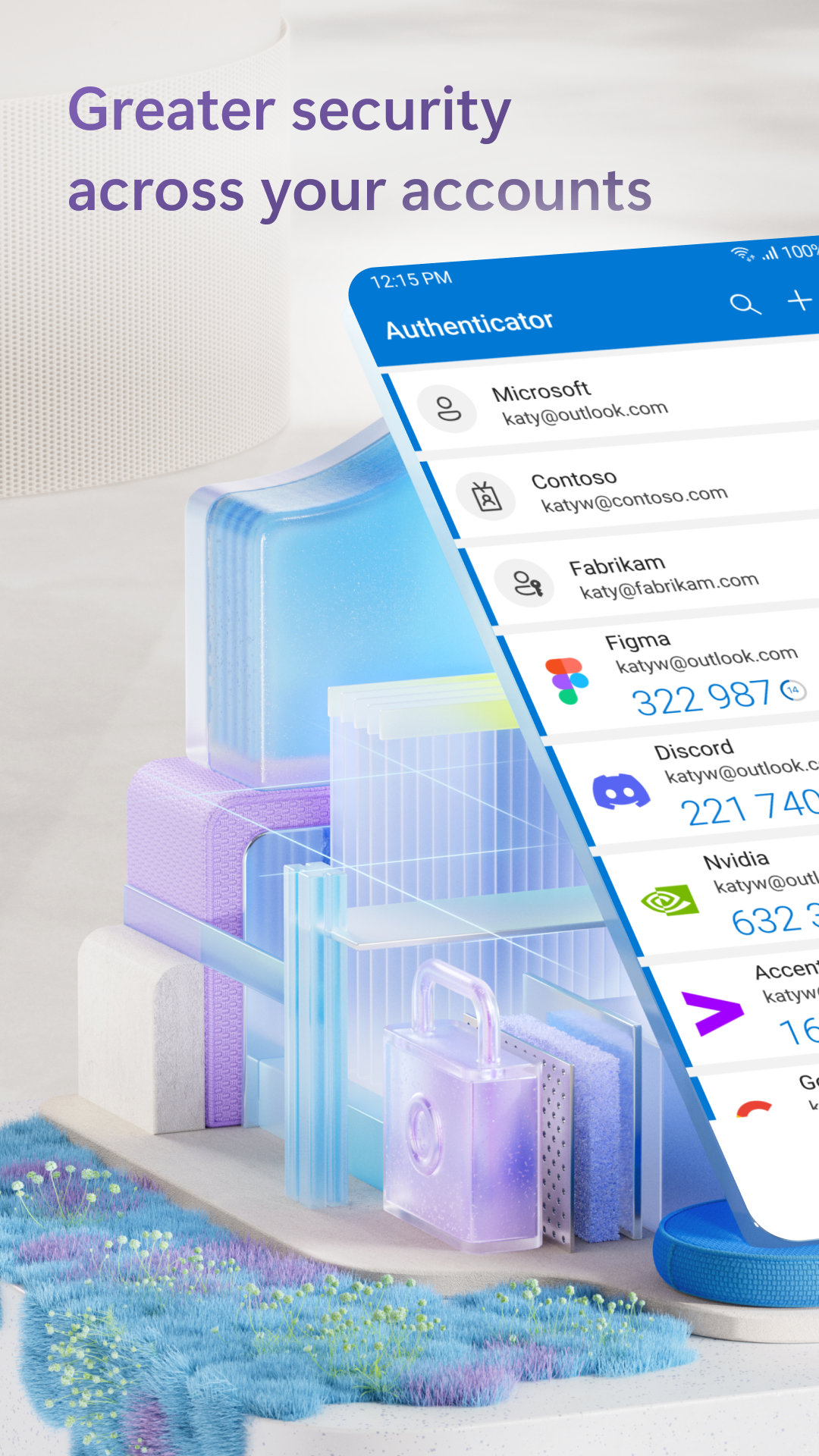 Danh sách tài khoản Microsoft và dịch vụ bên thứ ba trong Authenticator