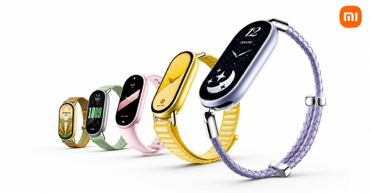Dãy các phiên bản Xiaomi Smart Band 11 với dây đeo kim loại và dây da bện thời trang