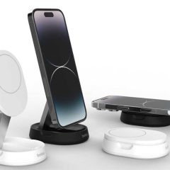 Các đế sạc Qi2 của Belkin gồm dạng đế nằm và chân đỡ