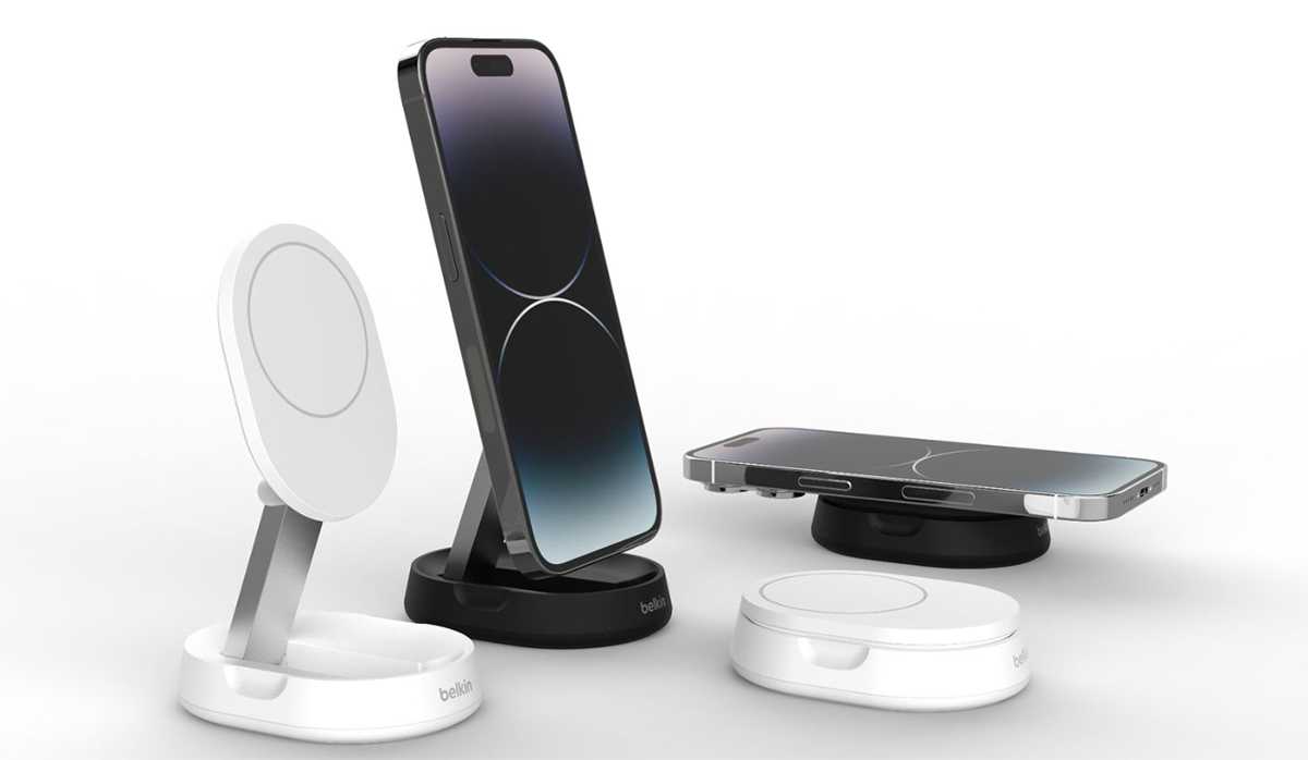 Các đế sạc Qi2 của Belkin gồm dạng đế nằm và chân đỡ