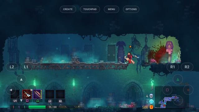Dead Cells trong CapyPS5 với các nút điều khiển cảm ứng