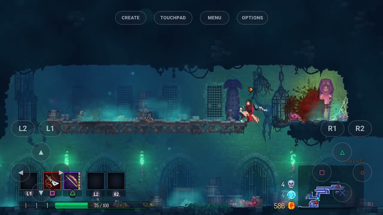 Dead Cells trong CapyPS5 với các nút điều khiển cảm ứng