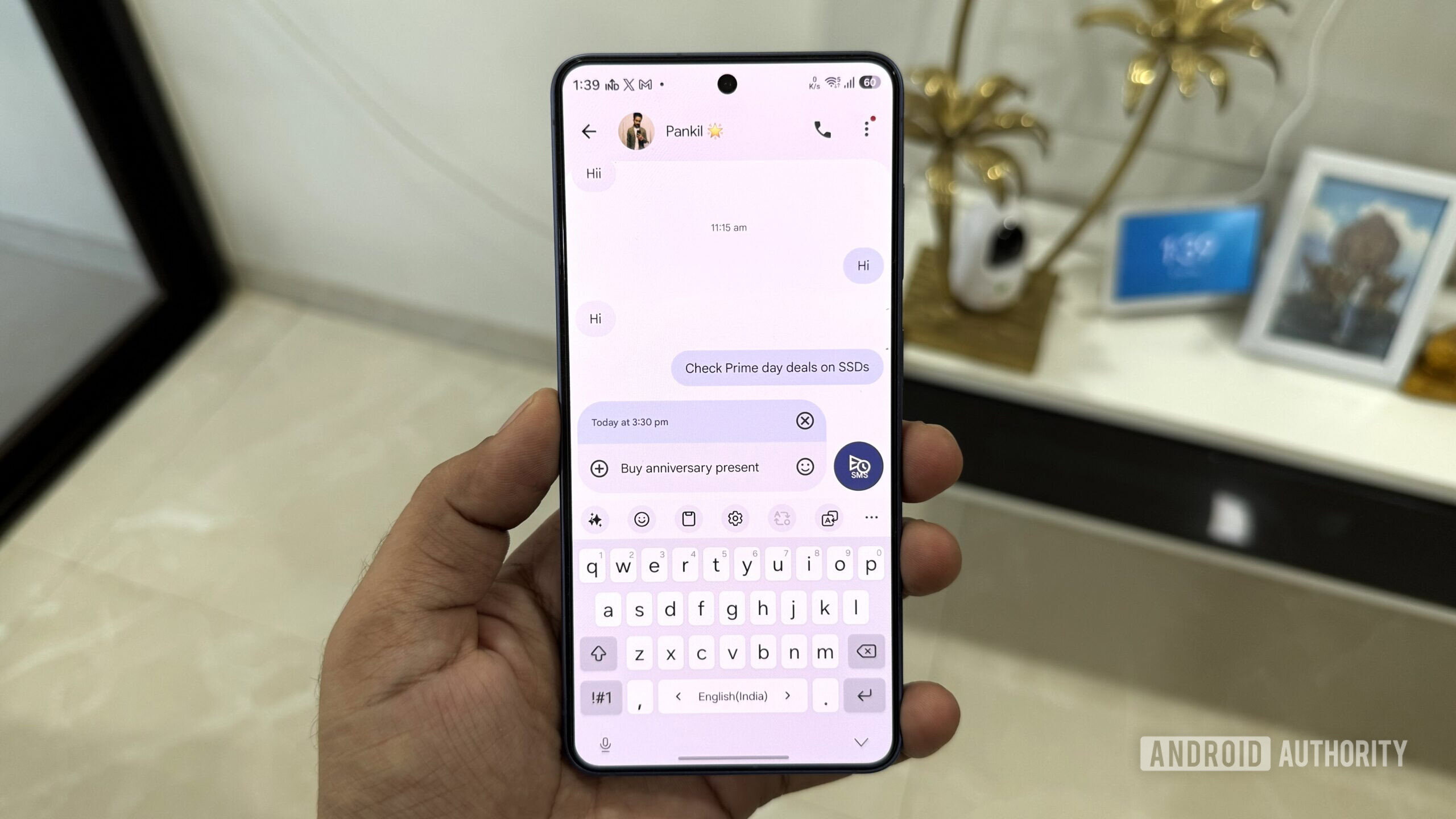 Điện thoại Samsung mở tùy chọn hẹn gửi tin