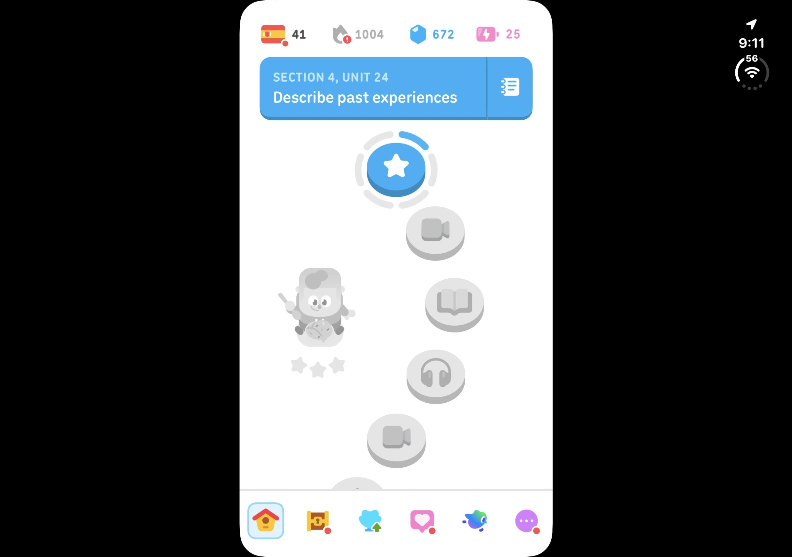 Duolingo nằm giữa khoảng trống hai bên cho thấy màn hình lớn chưa chắc hiển thị thêm nội dung. Ảnh: The Verge.