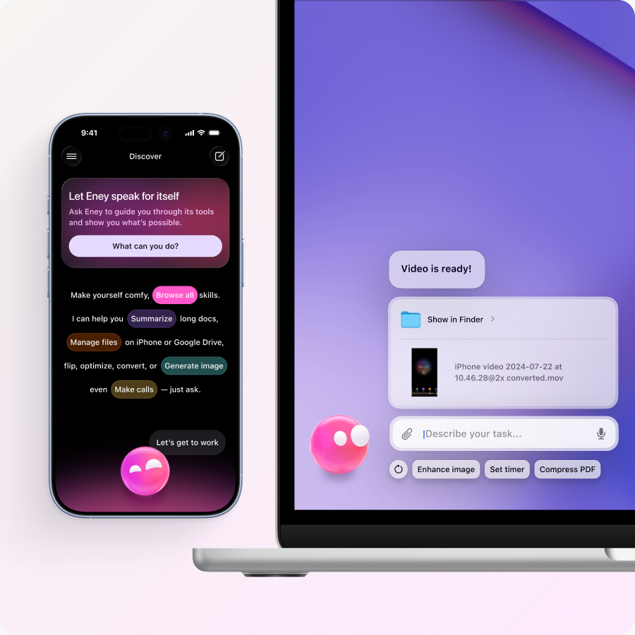 Eney hiển thị trên Mac và iPhone