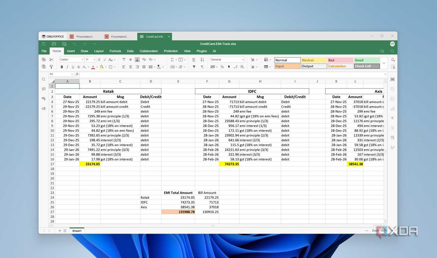 Excel sheet open in OnlyOffice