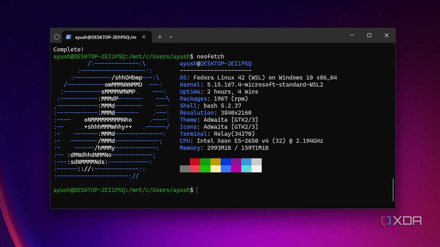 Fedora chạy trong WSL