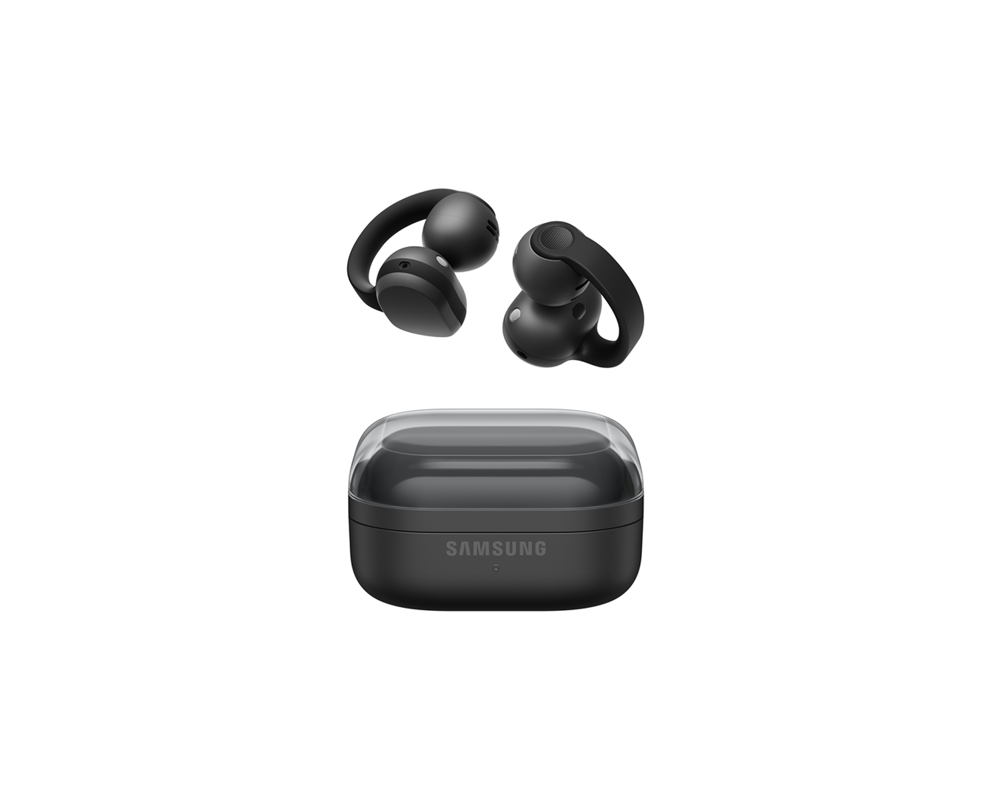 Galaxy Buds On màu đen và hộp sạc đóng nắp