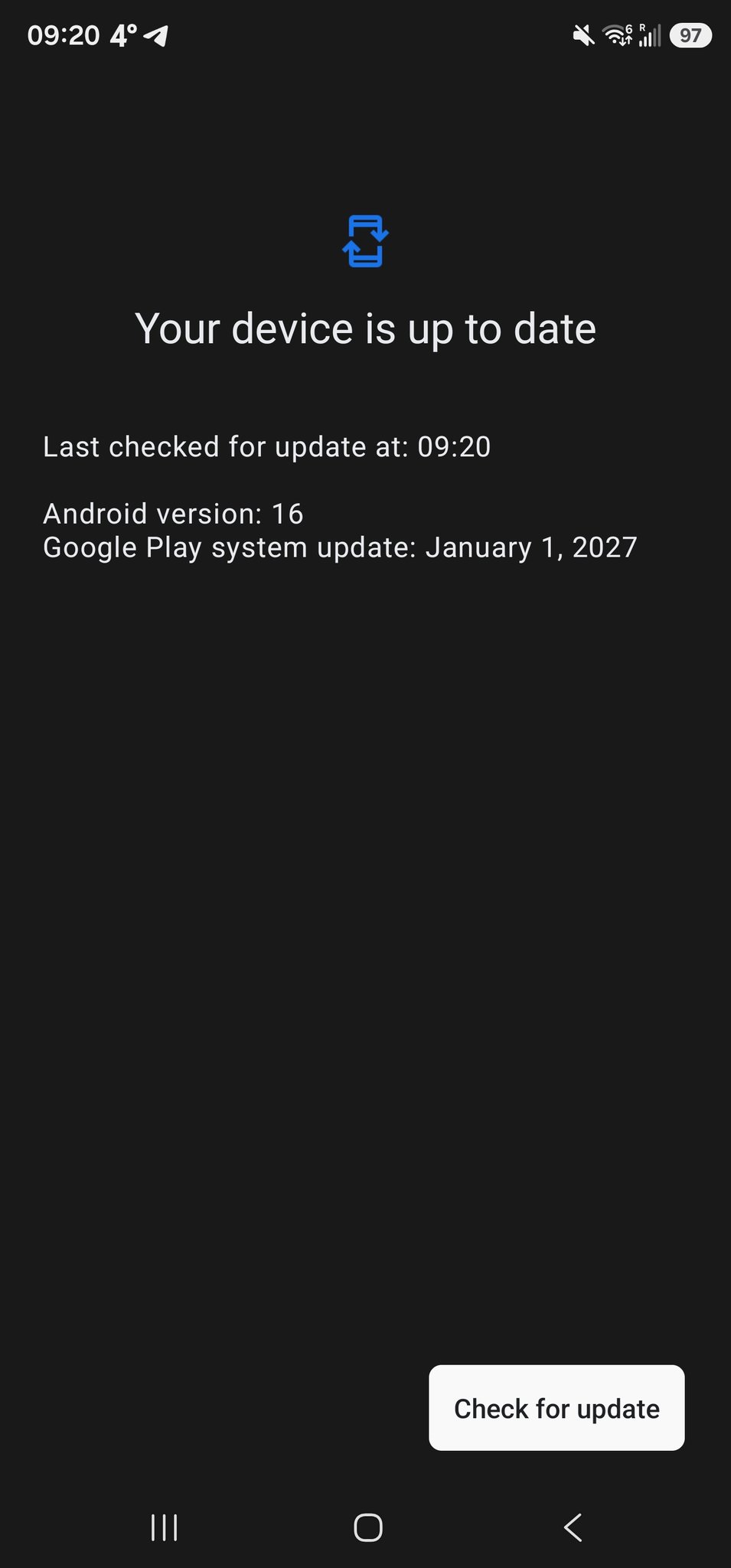 Galaxy S23 Ultra hiển thị ngày Play system update 1/1/2027