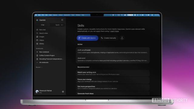 Gemini Skills đang chạy trong trình duyệt trên máy Mac