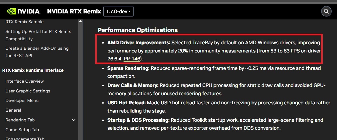 Ghi chú về cải thiện TraceRay cho GPU AMD nêu mức tăng cộng đồng từ 53 lên 63 FPS trên driver 26.6.4; không thể suy rộng kết quả này cho mọi cấu hình.