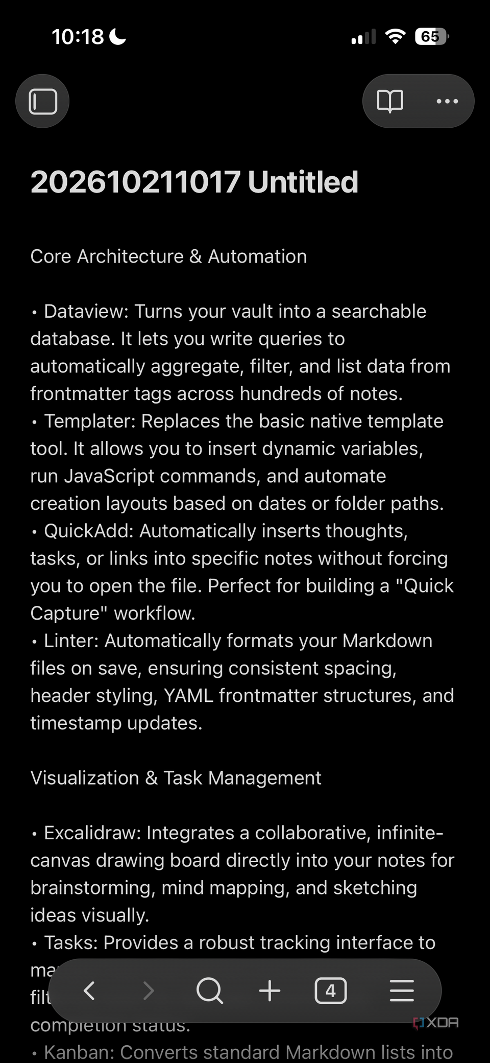 Ghi chú về vault và plugin trong Obsidian Mobile