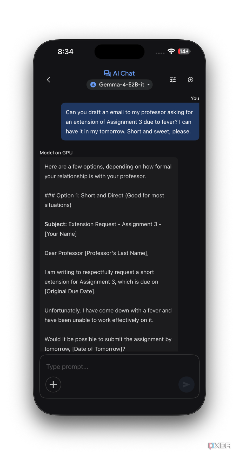 Giao diện AI đưa ra gợi ý soạn email