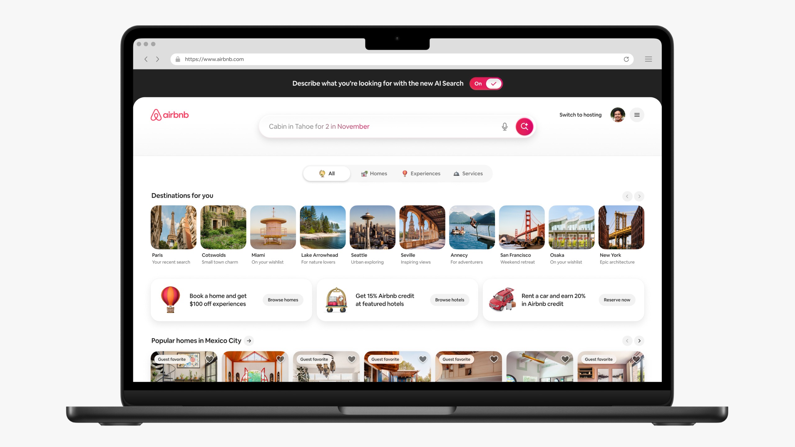Giao diện Airbnb AI search