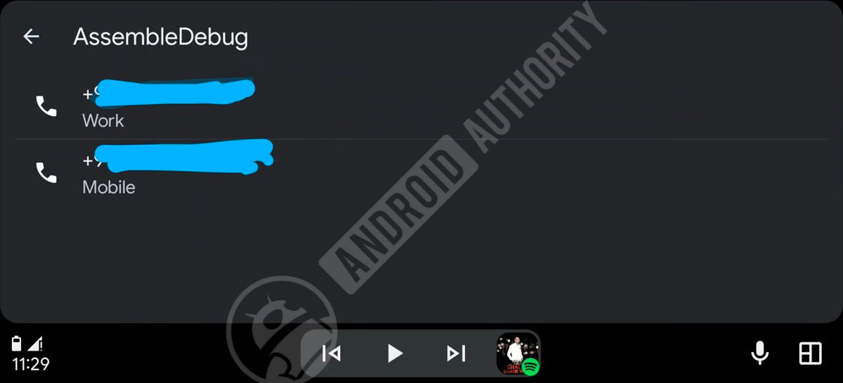 Giao diện Android Auto với tùy chọn ghi nhớ số điện thoại mặc định
