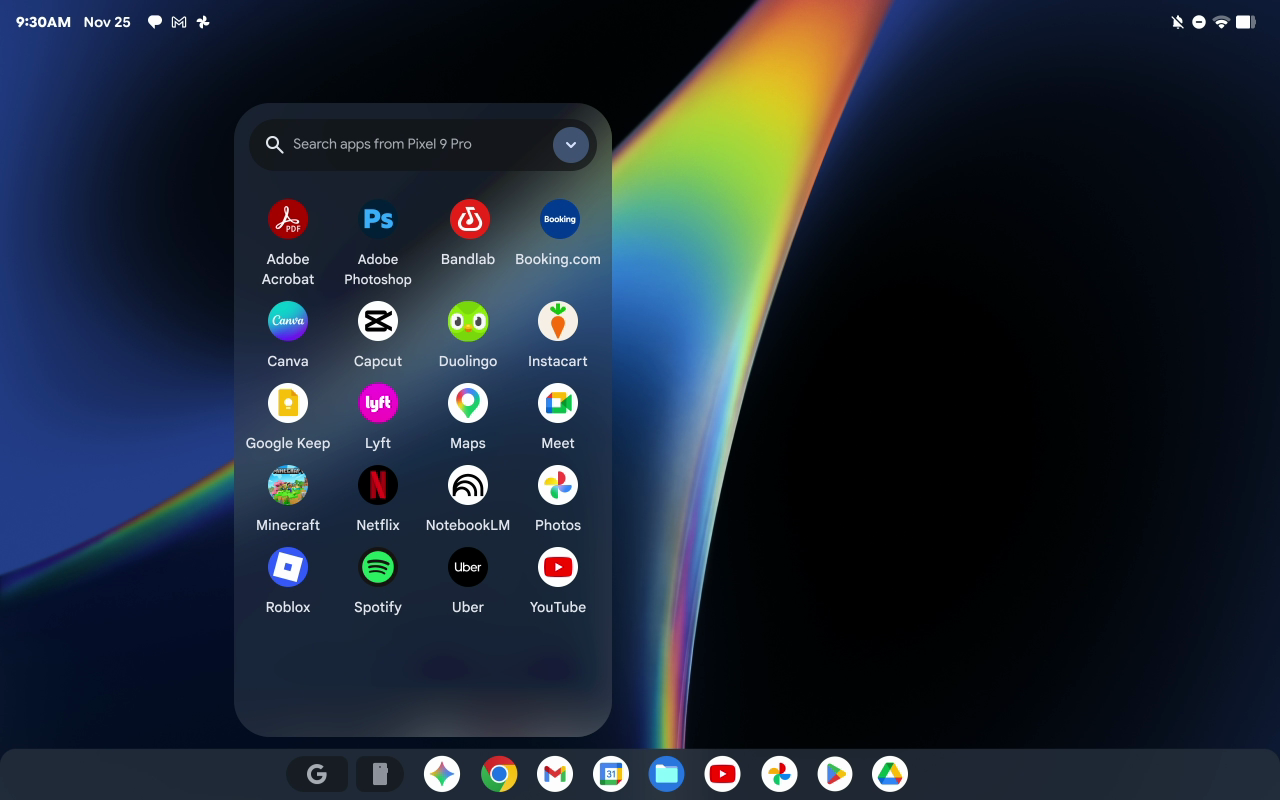 Giao diện Cast My Apps trên Googlebook