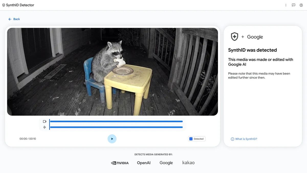 Giao diện công cụ SynthID Detector của Google DeepMind phát hiện video tạo bởi AI