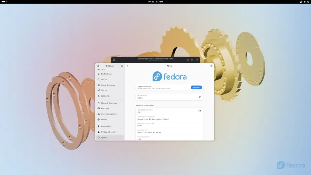Giao diện Fedora Workstation 45