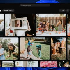 Giao diện Gallery của ứng dụng Photos trên Windows 11 hiển thị thư viện ảnh theo dòng thời gian