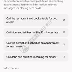 Giao diện Gemini Call for Me với ví dụ liên hệ cá nhân