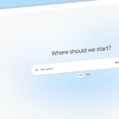 Giao diện Gemini trên web với lựa chọn Chat và Task cạnh ô nhập lệnh
