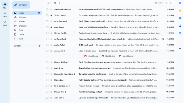 Giao diện Gmail với mục AI Inbox trong thanh bên.