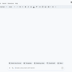 Giao diện Google Docs với khu vực tạo tài liệu bằng Gemini