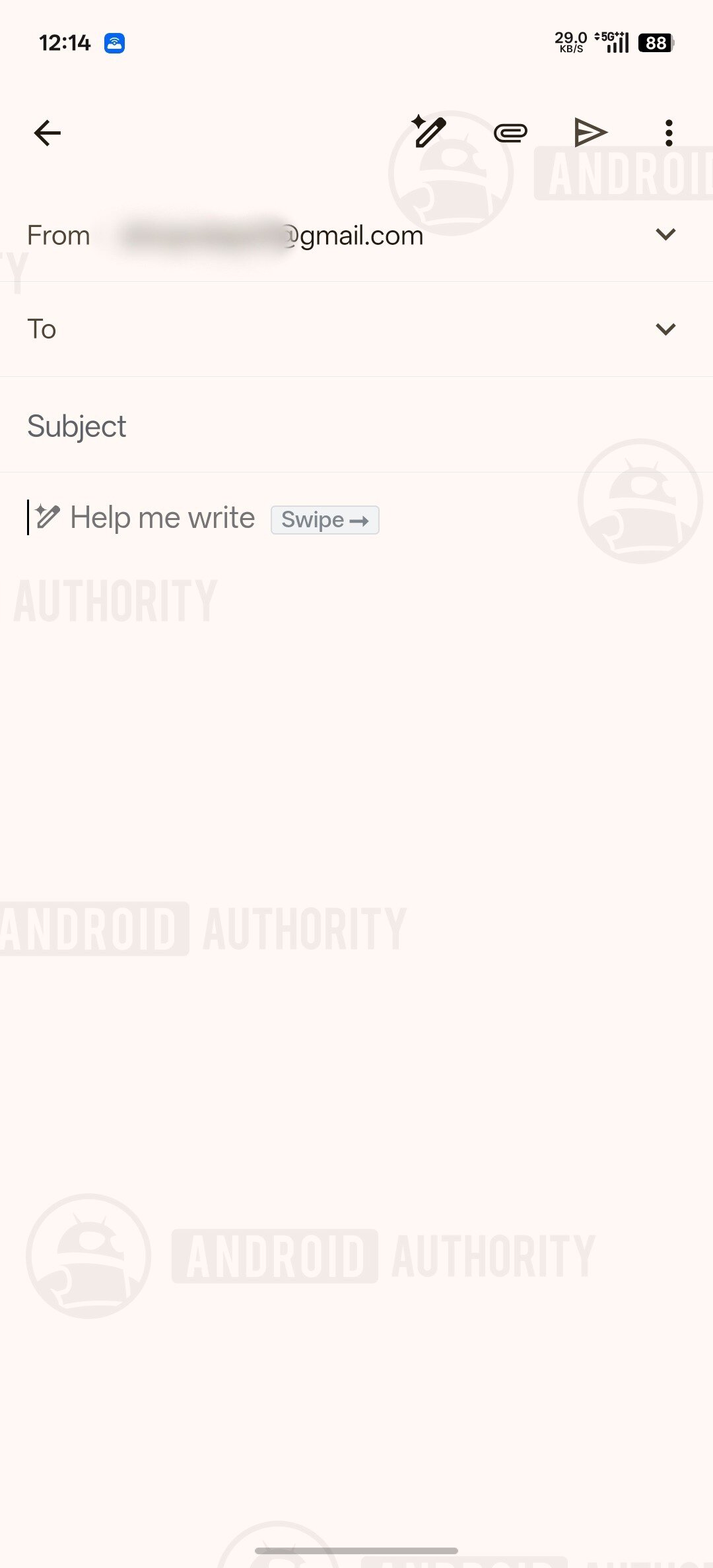 Giao diện Help Me Write hiện tại trong Gmail Android
