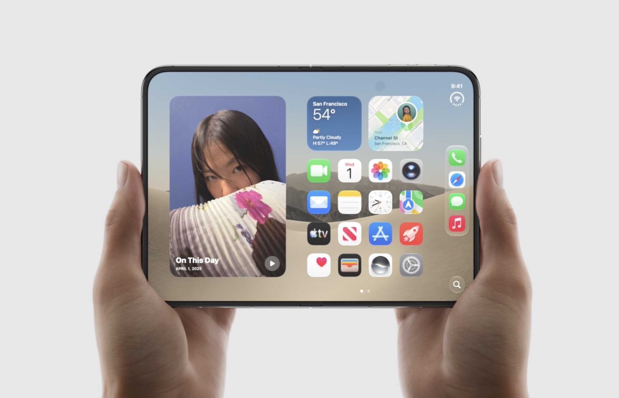 Giao diện iPhone Duo ở trạng thái mở