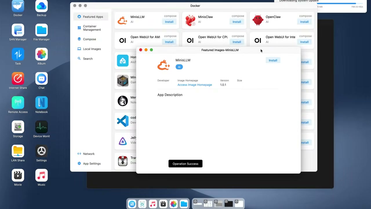 Giao diện MinisCloud OS trên màn hình NAS S5