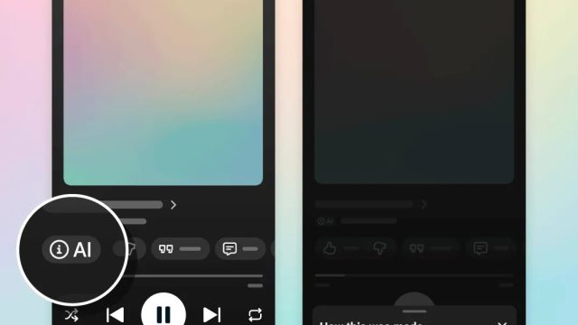 Giao diện nhãn Made with AI trên trình phát YouTube Music