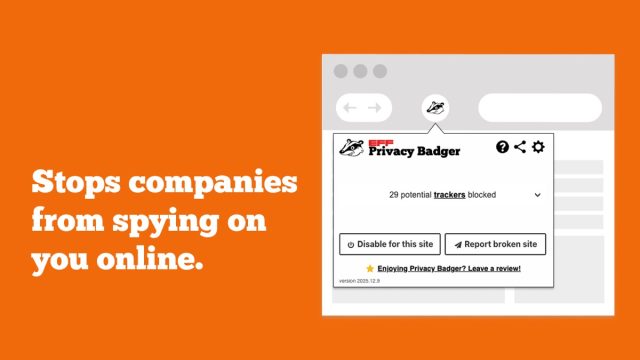 Giao diện quảng bá Privacy Badger cho Safari trên macOS