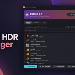Giao diện Smart HDR Manager hiển thị trạng thái HDR và danh sách trò chơi