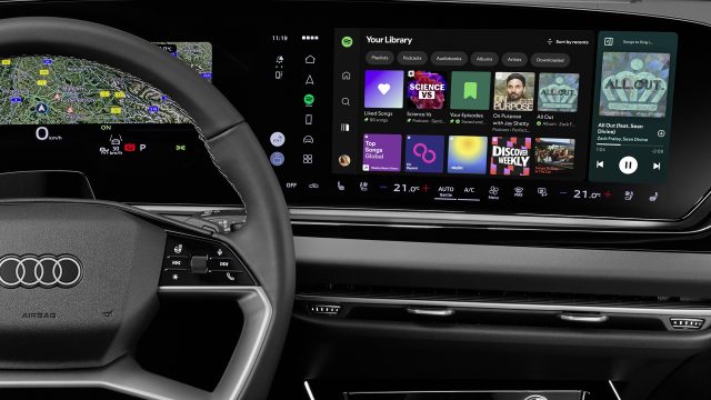 Giao diện Spotify trên màn hình trung tâm Audi