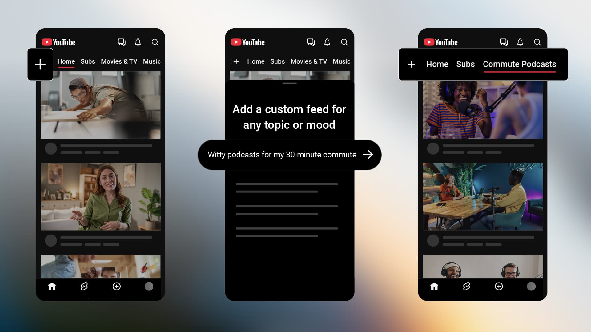 Giao diện tạo Custom Feeds trên YouTube